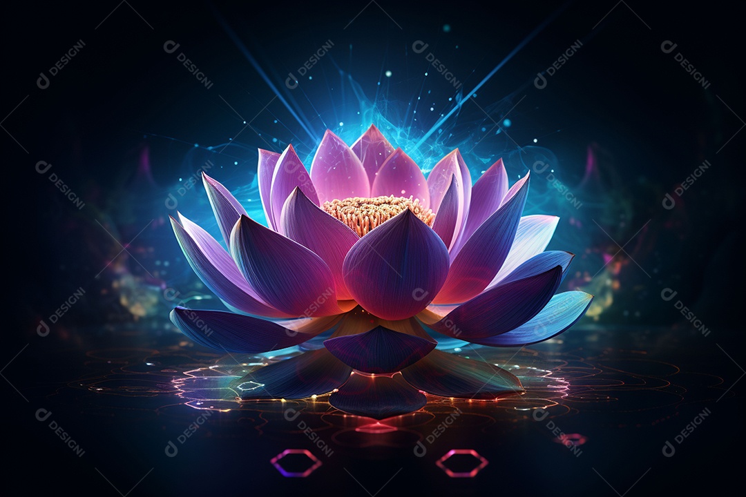 Lindo lótus graciosamente posicionado em fundo escuro