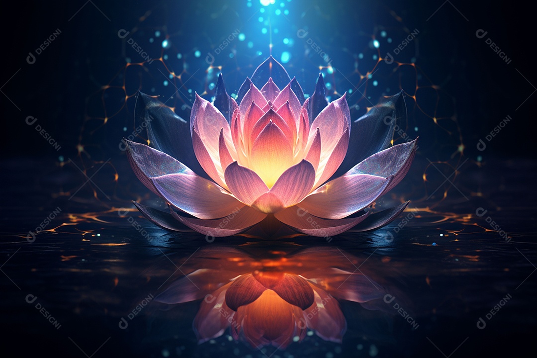 Lindo lótus graciosamente posicionado em fundo escuro