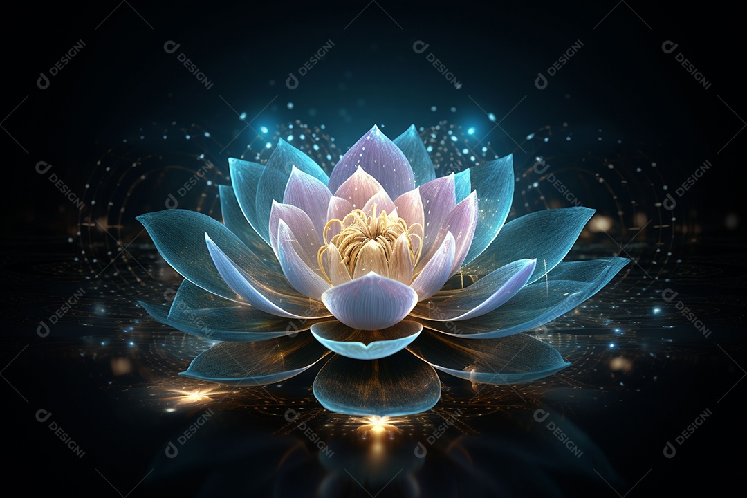 Lindo lótus graciosamente posicionado em fundo escuro