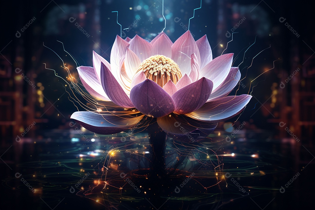 Lindo lótus graciosamente posicionado em fundo escuro