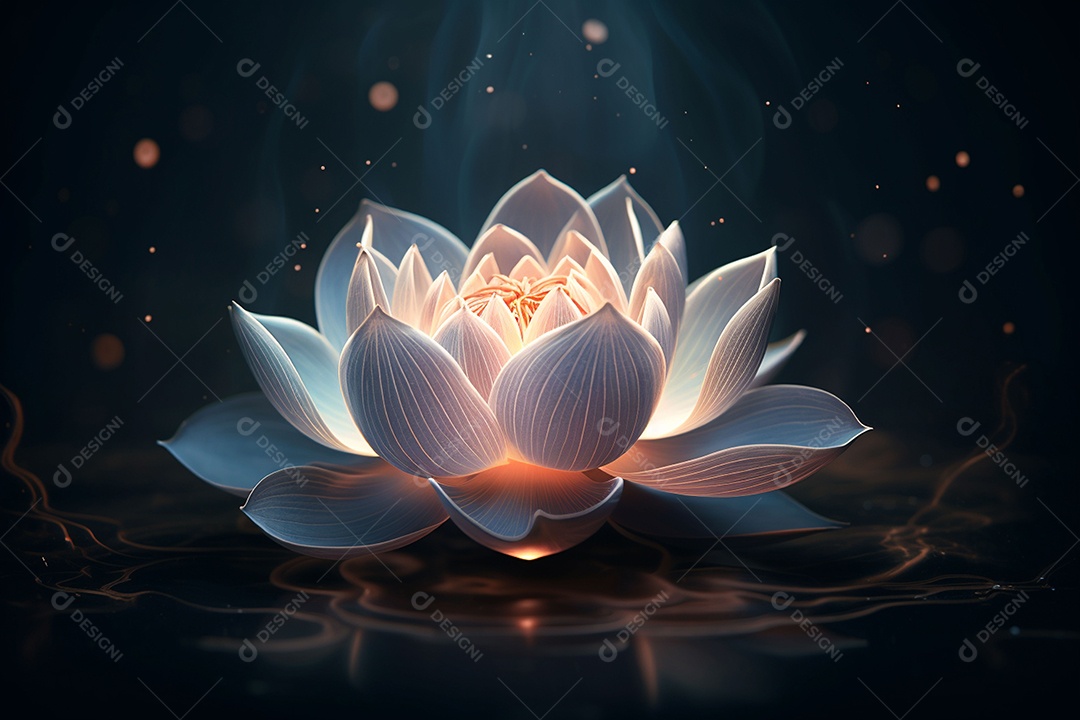 Lindo lótus graciosamente posicionado em fundo escuro