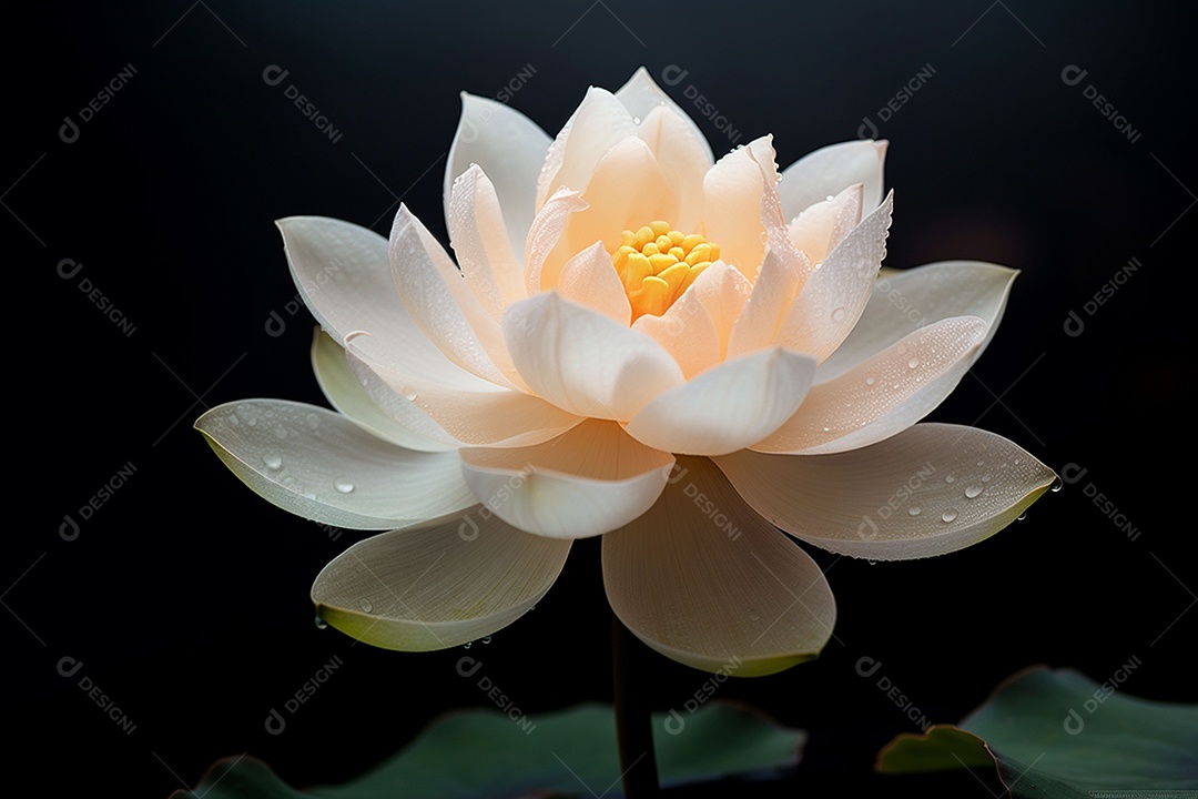 Lindo lótus graciosamente posicionado em fundo escuro