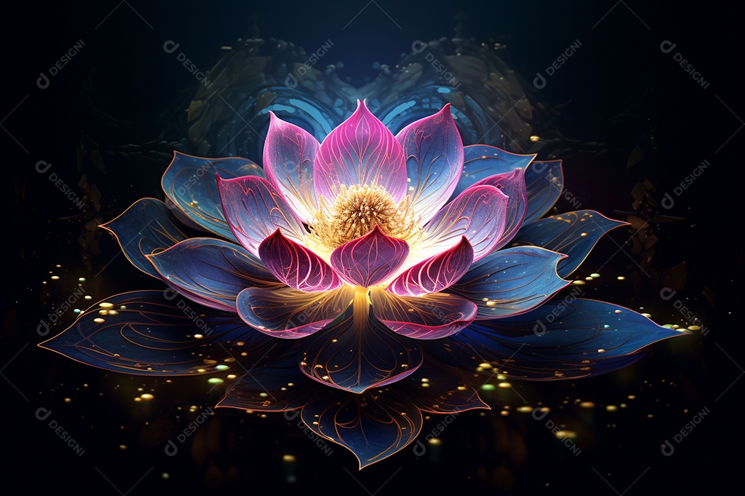 Lindo lótus graciosamente posicionado em fundo escuro