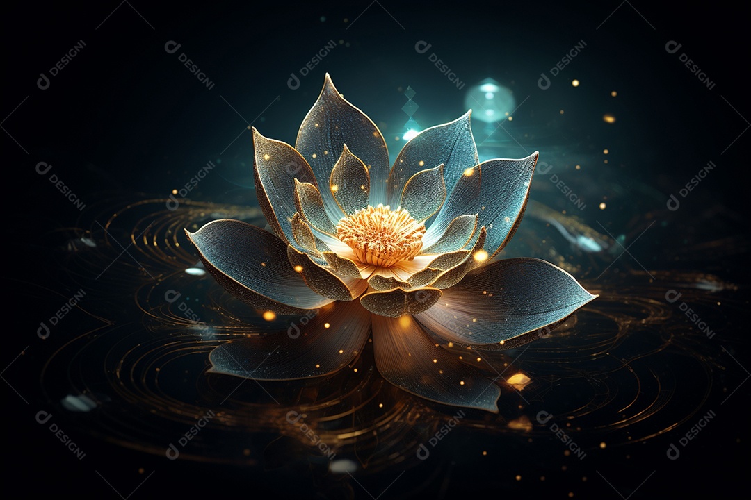 Lindo lótus graciosamente posicionado em fundo escuro