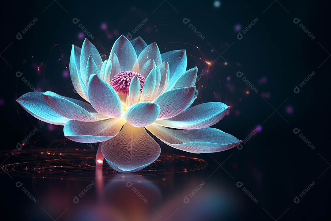 Lindo lótus graciosamente posicionado em fundo escuro