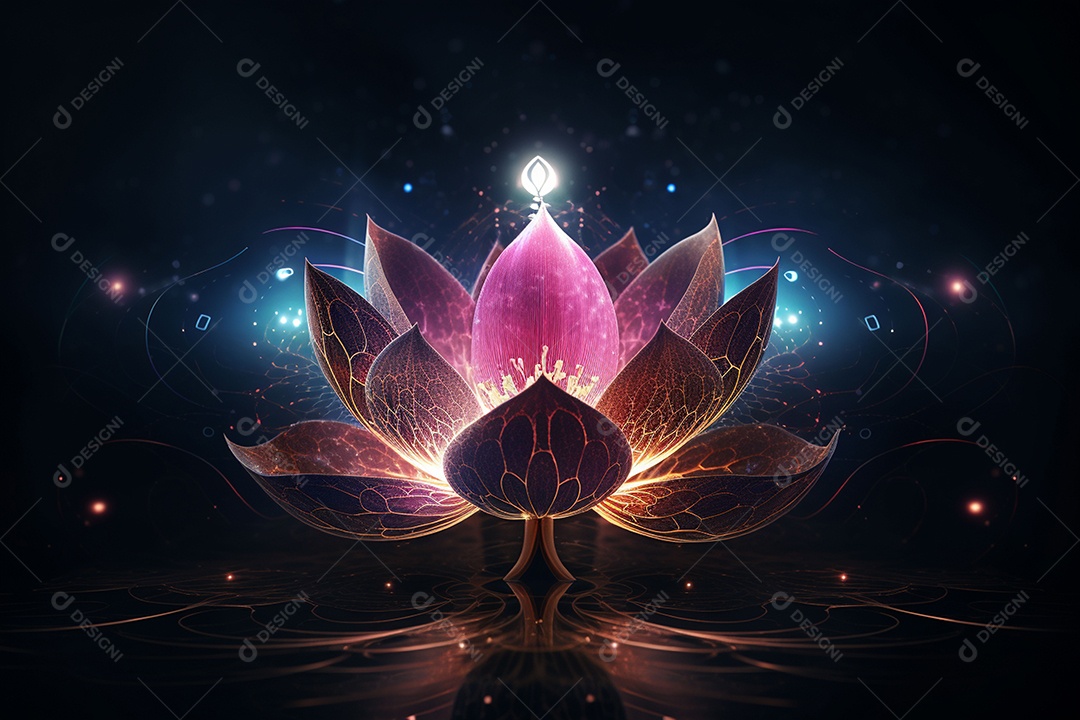 Lindo lótus graciosamente posicionado em fundo escuro