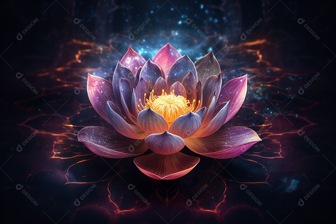 Lindo lótus graciosamente posicionado em fundo escuro