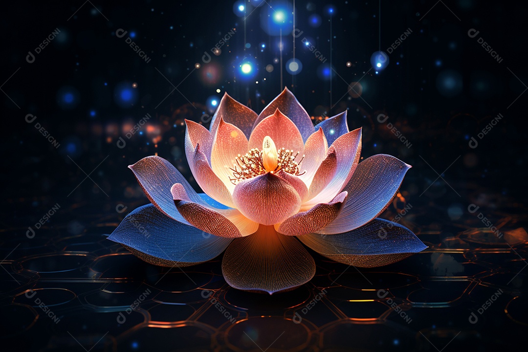 Lindo lótus graciosamente posicionado em fundo escuro