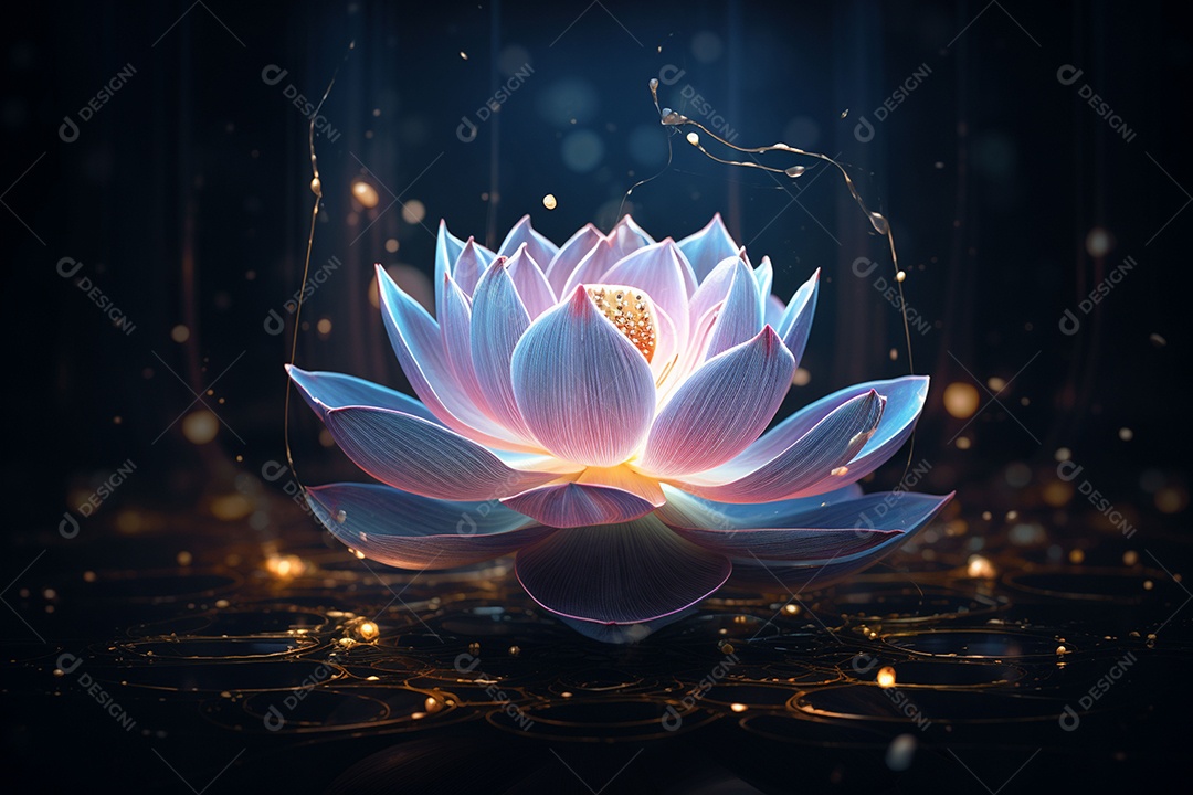 Lindo lótus graciosamente posicionado em fundo escuro