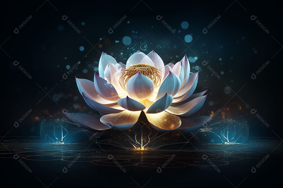 Lindo lótus graciosamente posicionado em fundo escuro