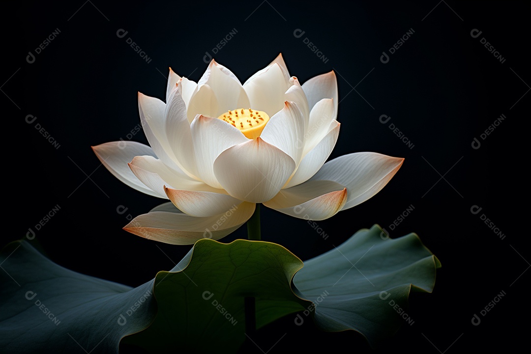 Lindo lótus graciosamente posicionado em fundo escuro