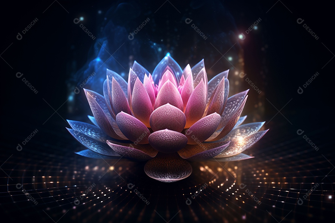 Lindo lótus graciosamente posicionado em fundo escuro