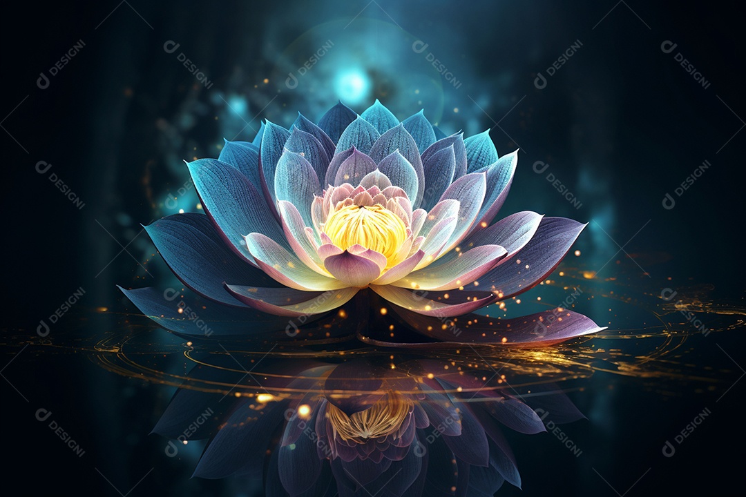 Lindo lótus graciosamente posicionado em fundo escuro