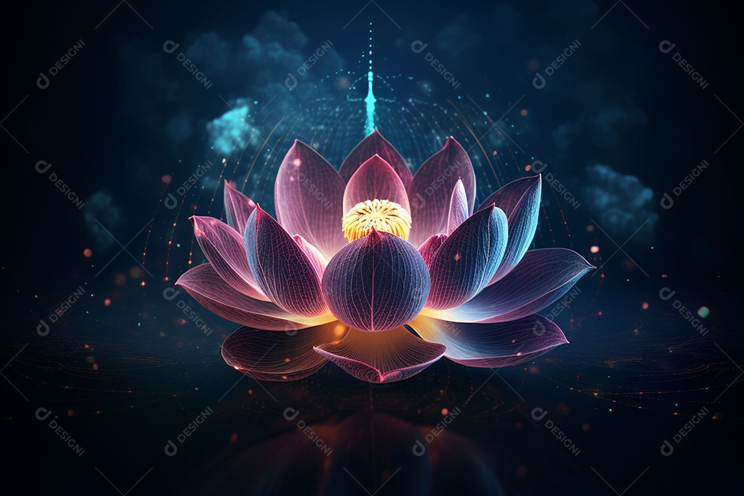 Lindo lótus graciosamente posicionado em fundo escuro