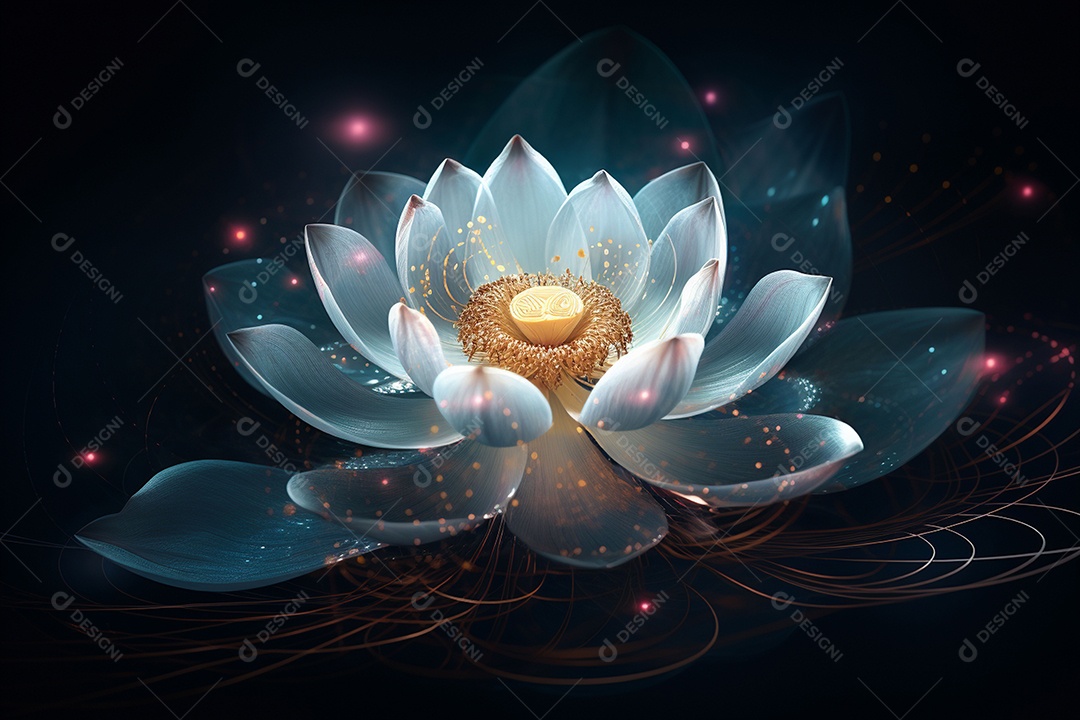 Lindo lótus graciosamente posicionado em fundo escuro