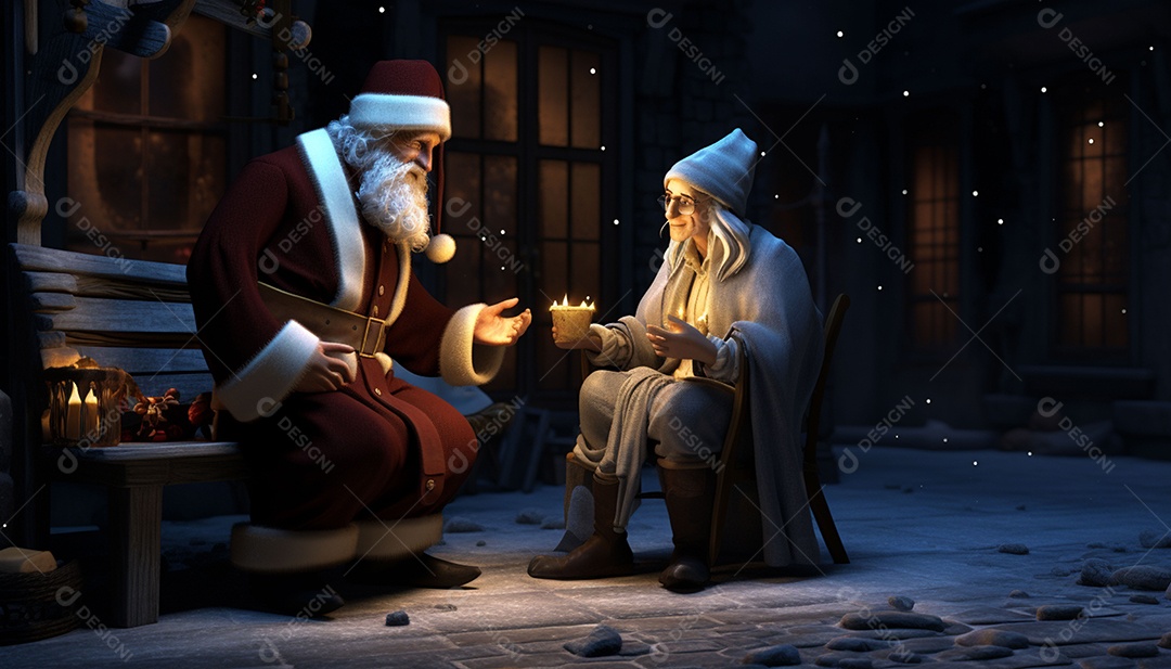 Um jogo de xadrez 3D exclusivo do Papai Noel onde o xadrez