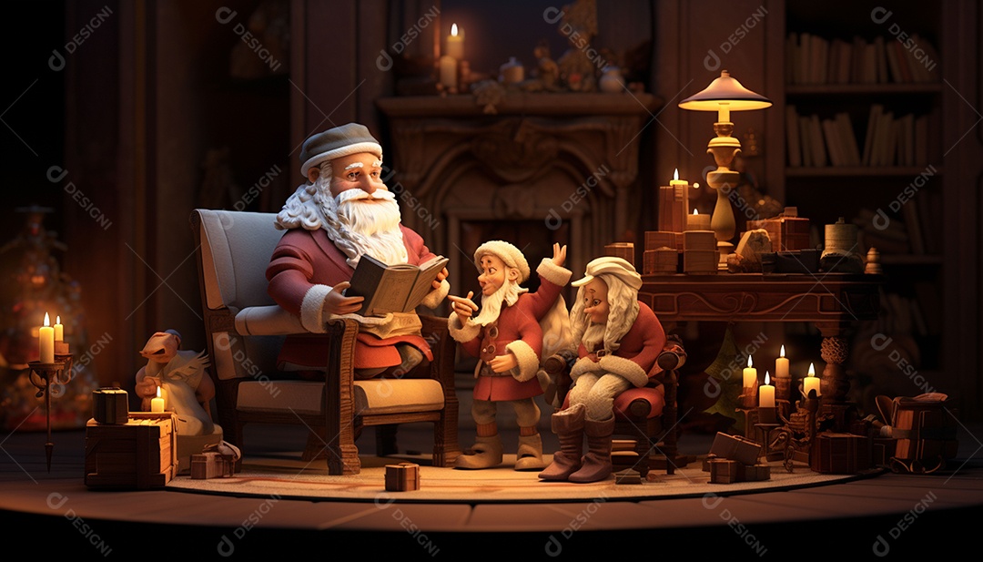 Um jogo de xadrez 3D exclusivo do Papai Noel onde o xadrez