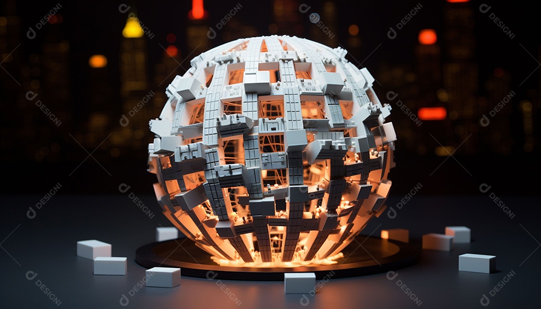 Um modelo impresso em 3D do famoso mundo de papel do Ano Novo