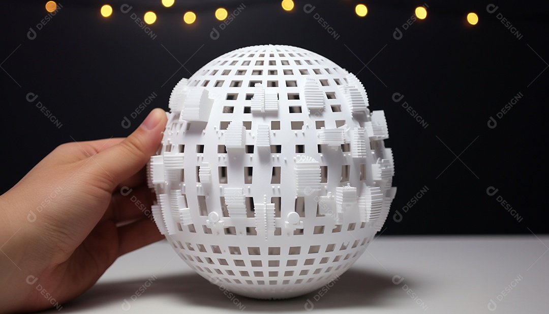 Um modelo impresso em 3D do famoso mundo de papel do Ano Novo