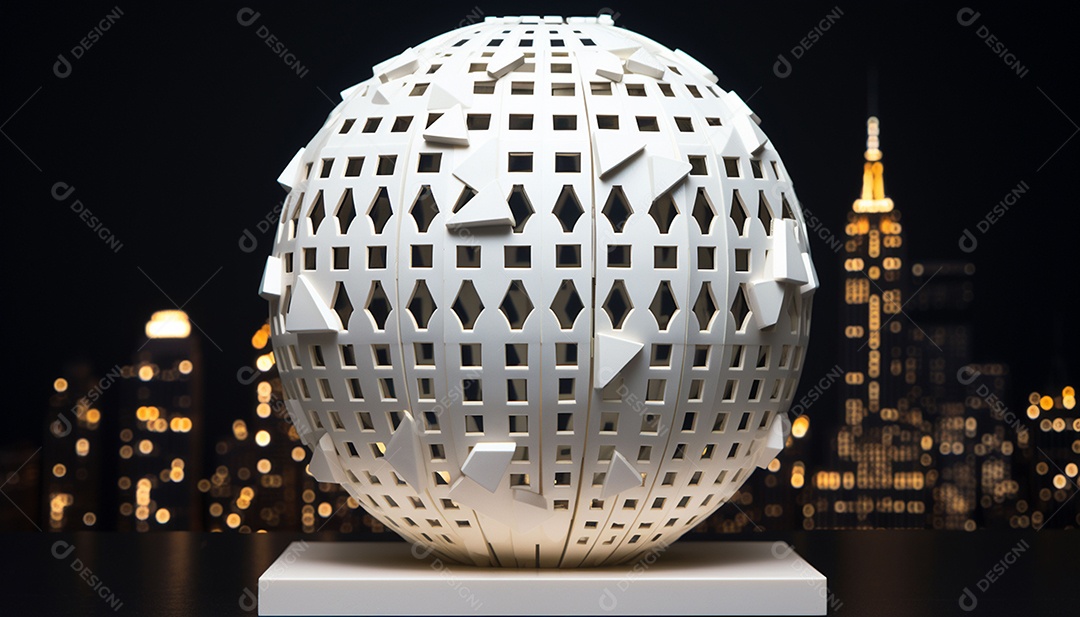 Um modelo impresso em 3D do famoso mundo de papel do Ano Novo