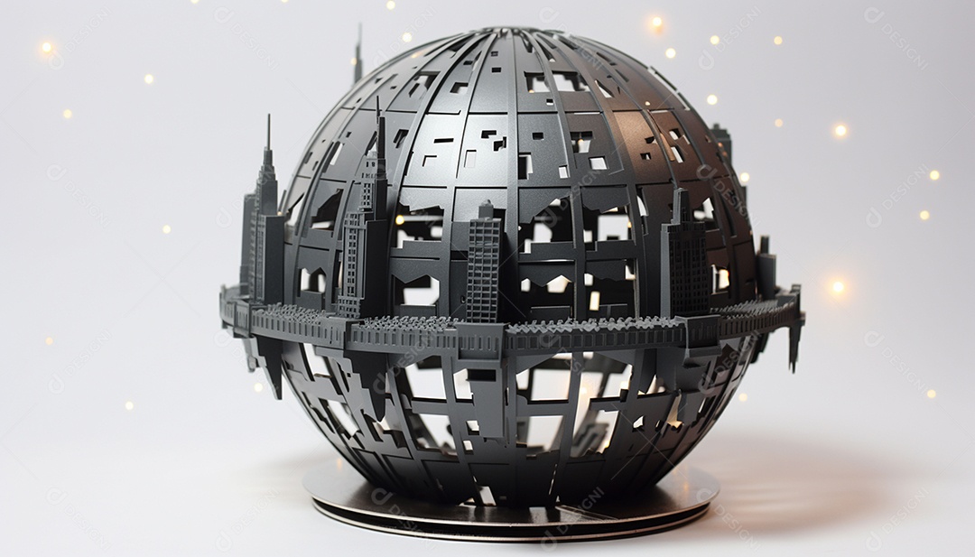 Um modelo impresso em 3D do famoso mundo de papel do Ano Novo