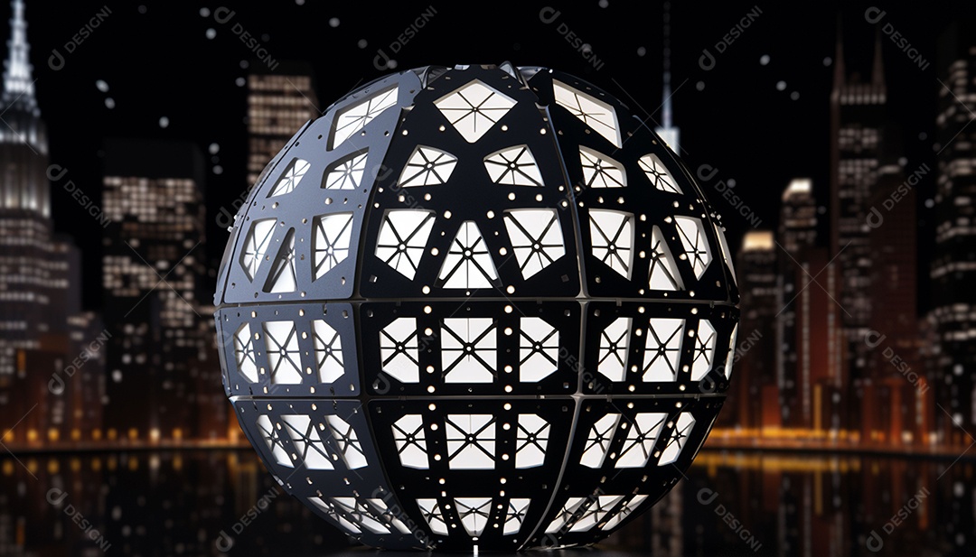 Um modelo impresso em 3D do famoso mundo de papel do Ano Novo