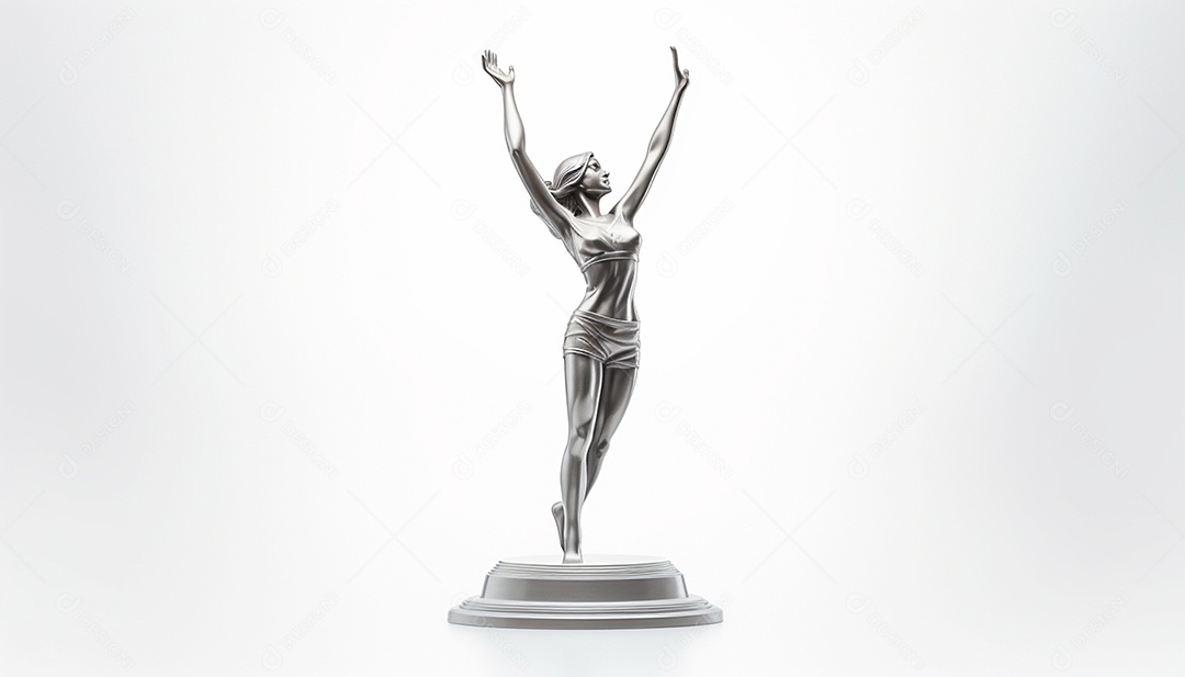 Um troféu ou prêmio 3D com uma figura feminina