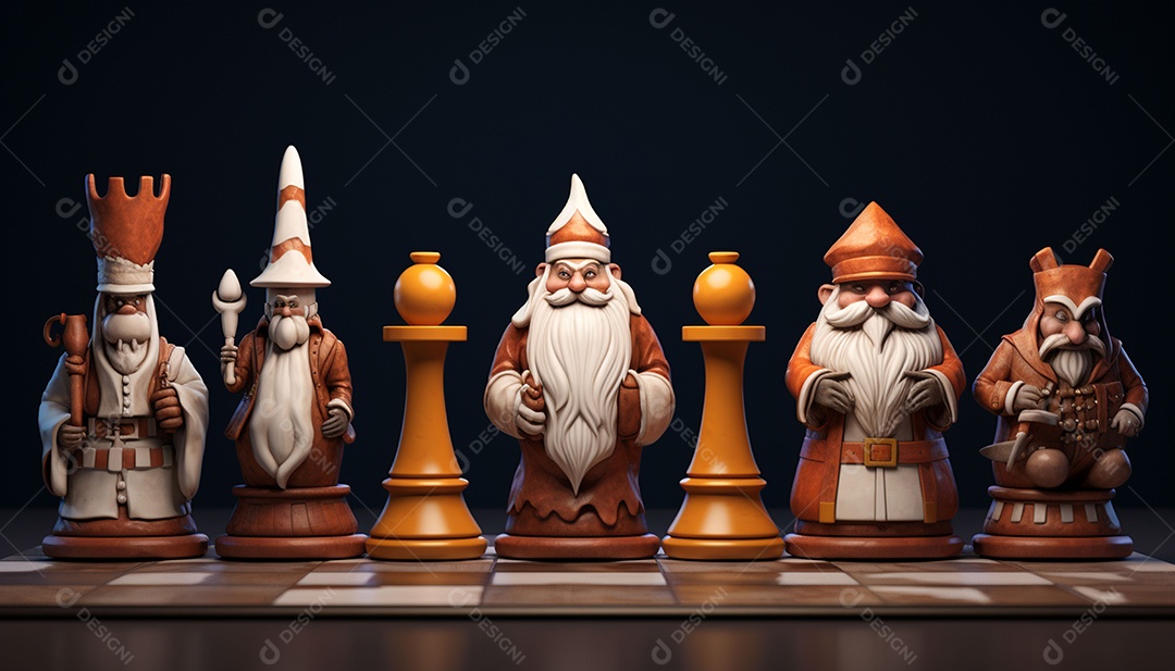 Um jogo de xadrez 3D exclusivo do Papai Noel onde o xadrez
