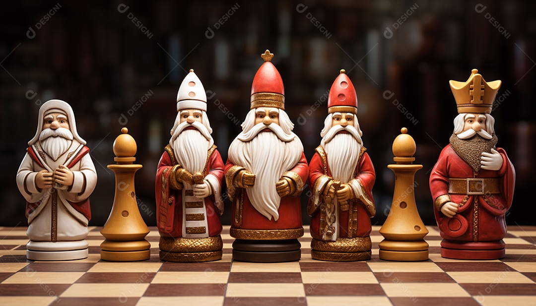 Um jogo de xadrez 3D exclusivo do Papai Noel onde o xadrez