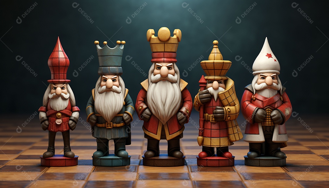 Um jogo de xadrez 3D exclusivo do Papai Noel onde o xadrez