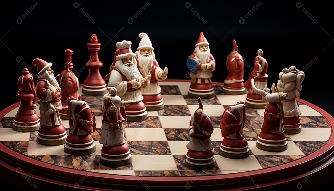 Um jogo de xadrez 3D exclusivo do Papai Noel onde o xadrez