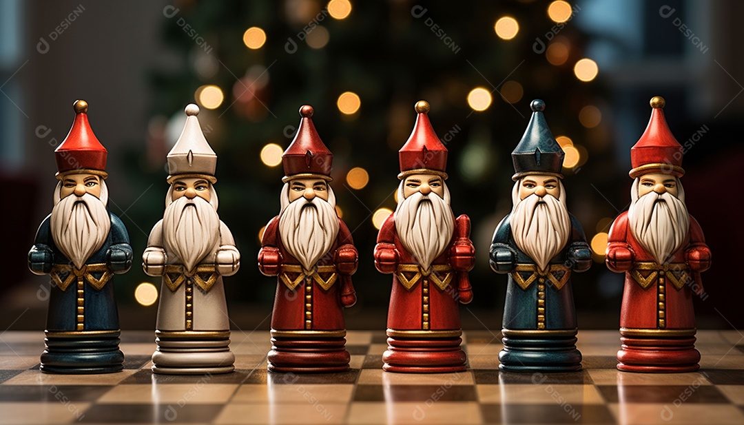 Um jogo de xadrez 3D exclusivo do Papai Noel onde o xadrez