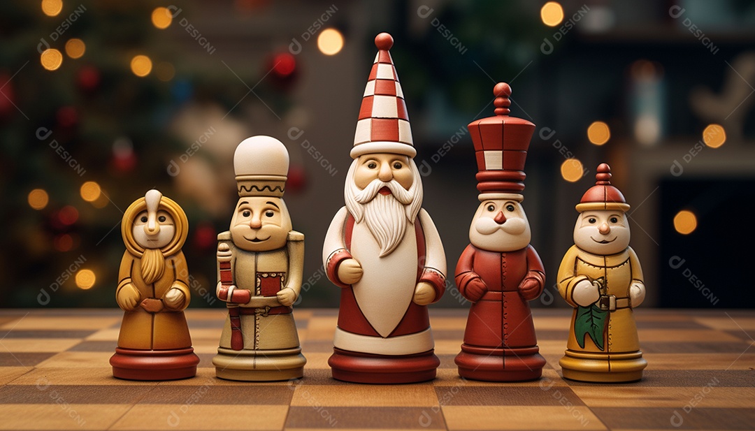 Um jogo de xadrez 3D exclusivo do Papai Noel onde o xadrez