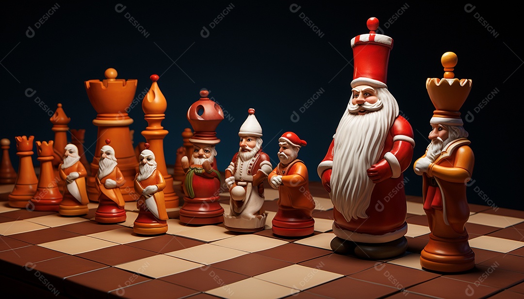 Um jogo de xadrez 3D exclusivo do Papai Noel onde o xadrez