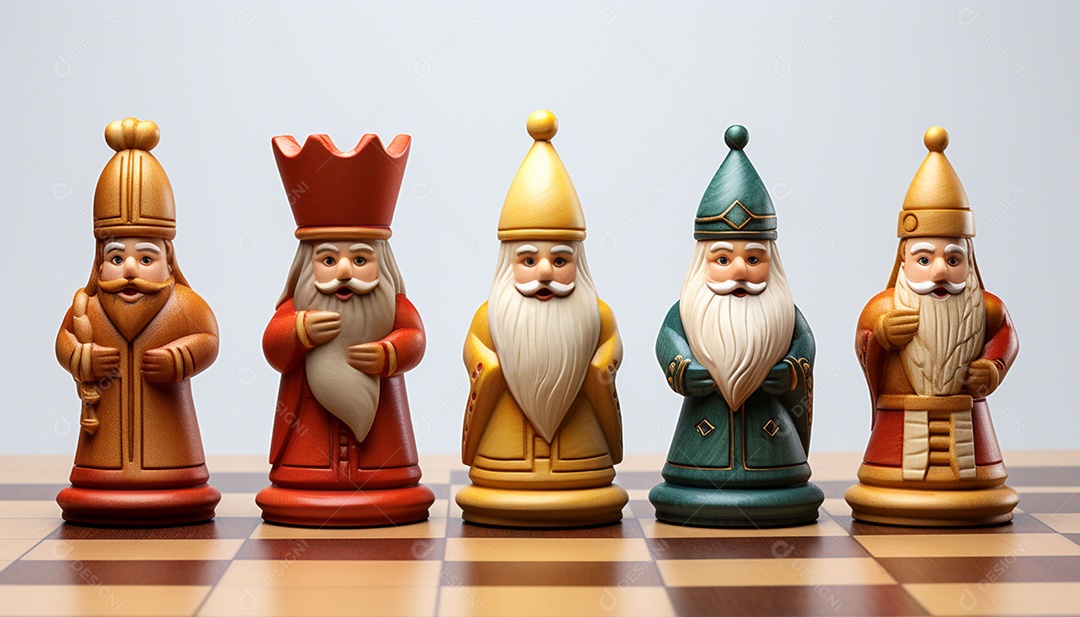 Um jogo de xadrez 3D exclusivo do Papai Noel onde o xadrez