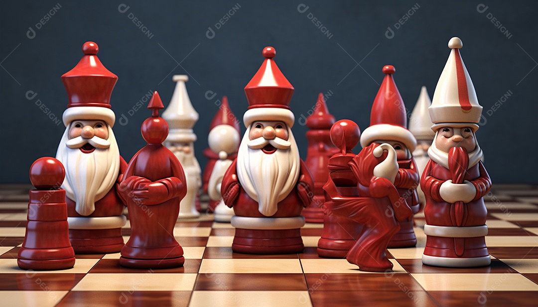 Um jogo de xadrez 3D exclusivo do Papai Noel onde o xadrez