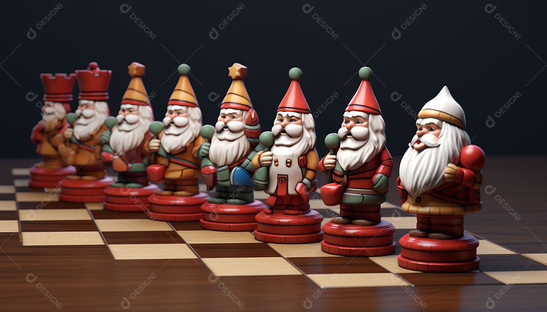 Um jogo de xadrez 3D exclusivo do Papai Noel onde o xadrez