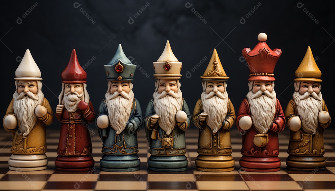 Um jogo de xadrez 3D exclusivo do Papai Noel onde o xadrez
