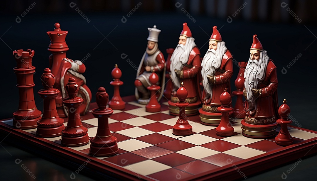 Um jogo de xadrez 3D exclusivo do Papai Noel onde o xadrez