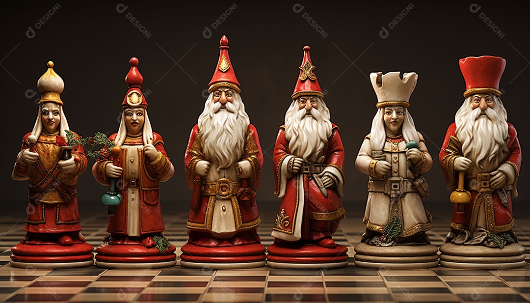 Um jogo de xadrez 3D exclusivo do Papai Noel onde o xadrez