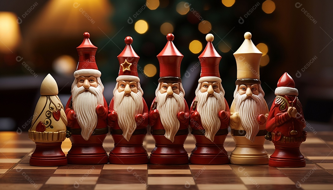 Um jogo de xadrez 3D exclusivo do Papai Noel onde o xadrez