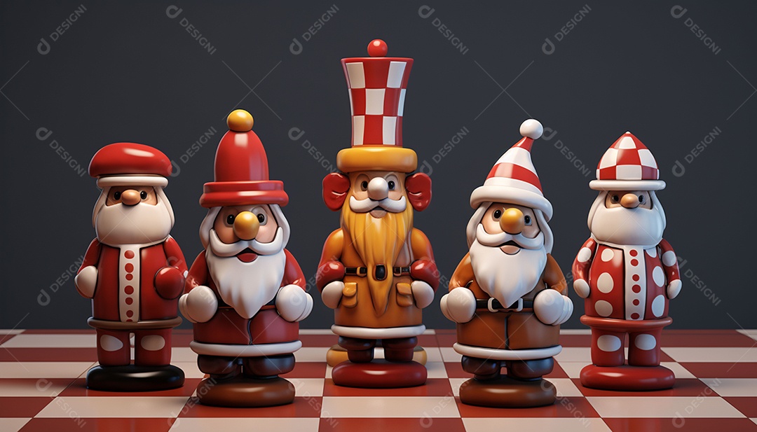 Um jogo de xadrez 3D exclusivo do Papai Noel onde o xadrez