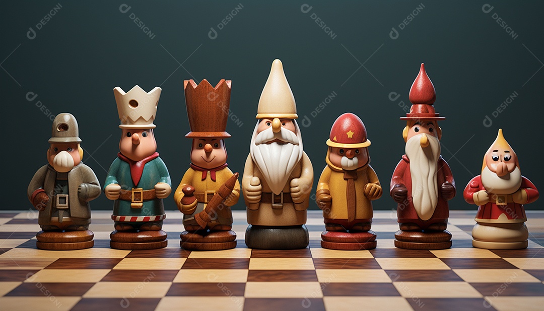 Um jogo de xadrez 3D exclusivo do Papai Noel onde o xadrez