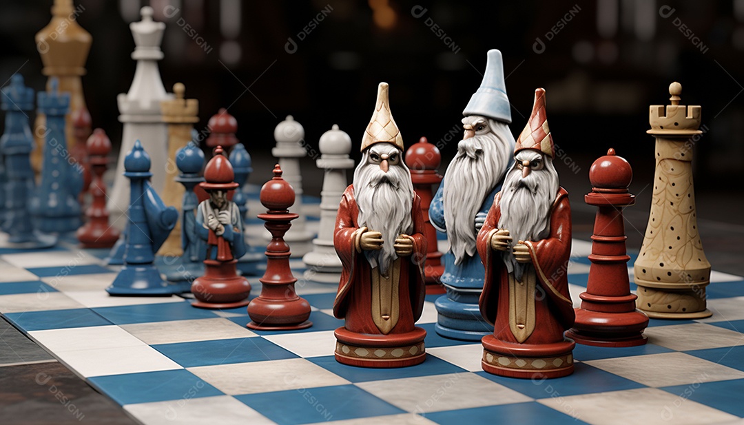 Um jogo de xadrez 3D exclusivo do Papai Noel onde o xadrez