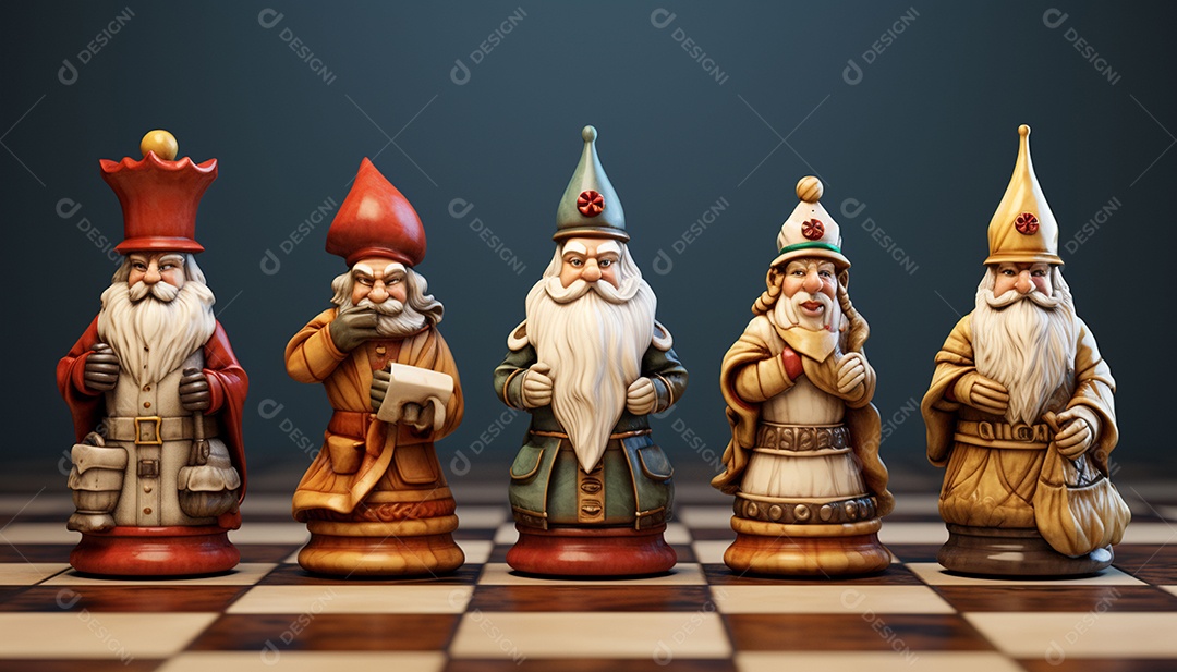 Um jogo de xadrez 3D exclusivo do Papai Noel onde o xadrez