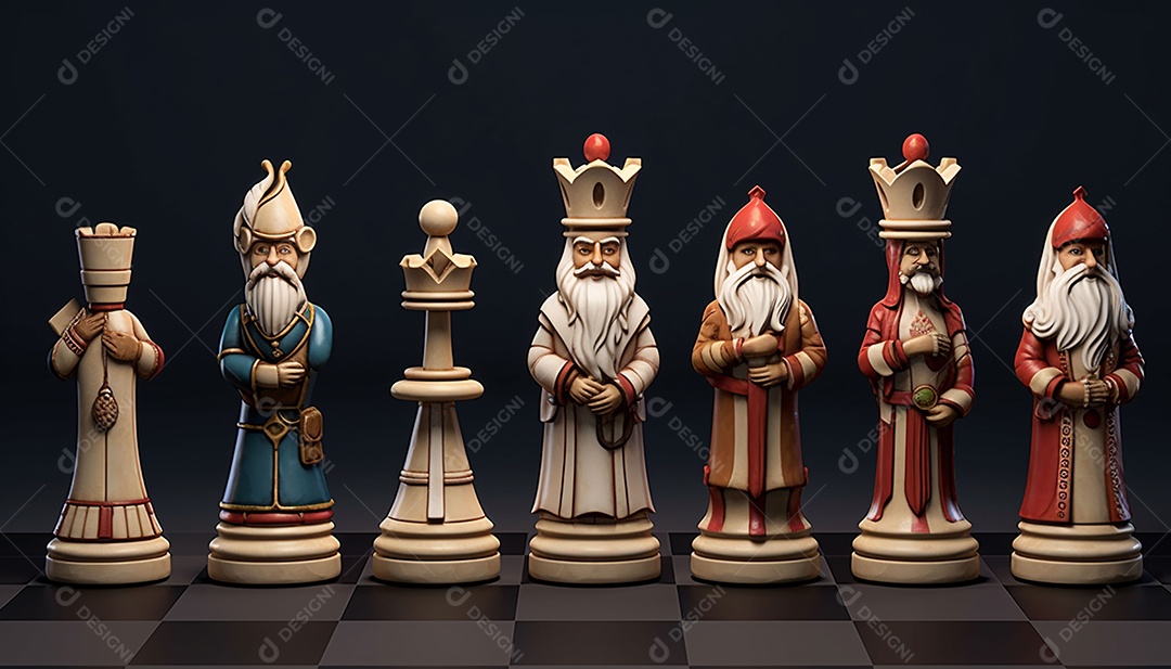 Um jogo de xadrez 3D exclusivo do Papai Noel onde o xadrez