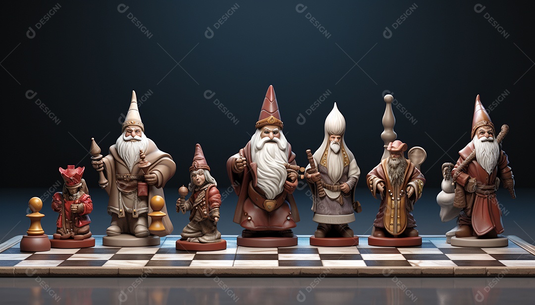 Um jogo de xadrez 3D exclusivo do Papai Noel onde o xadrez