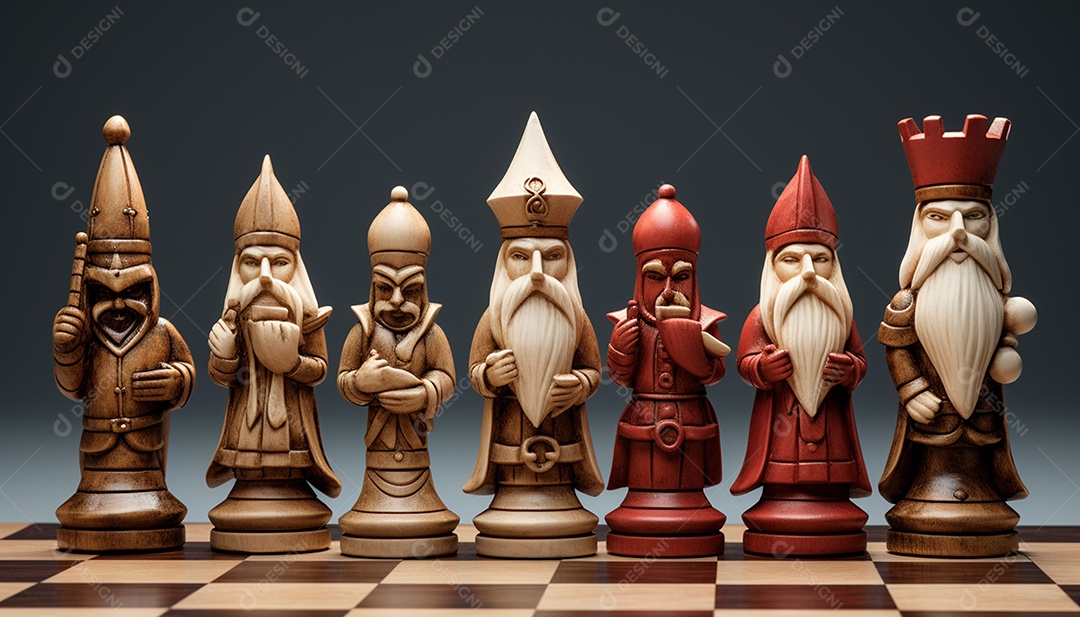 Um jogo de xadrez 3D exclusivo do Papai Noel onde o xadrez