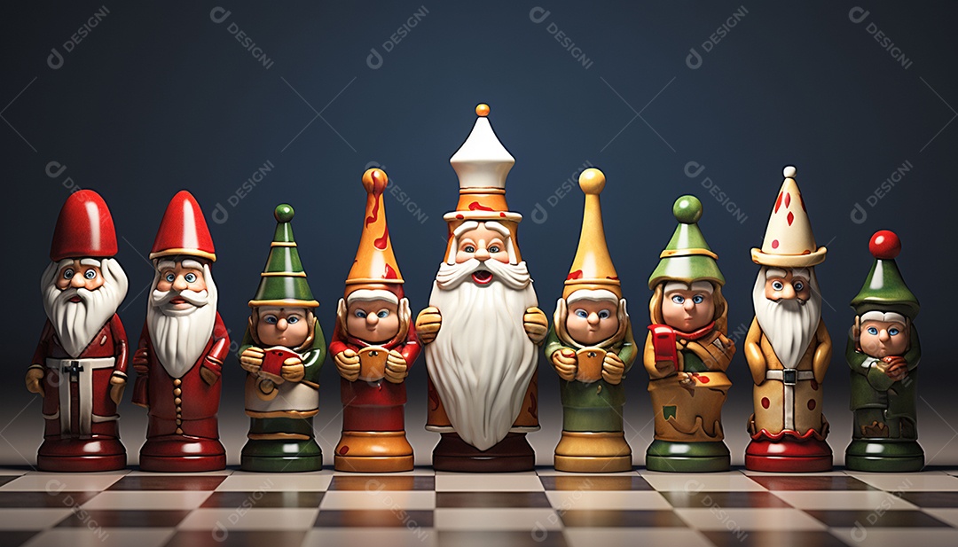 Um jogo de xadrez 3D exclusivo do Papai Noel onde o xadrez
