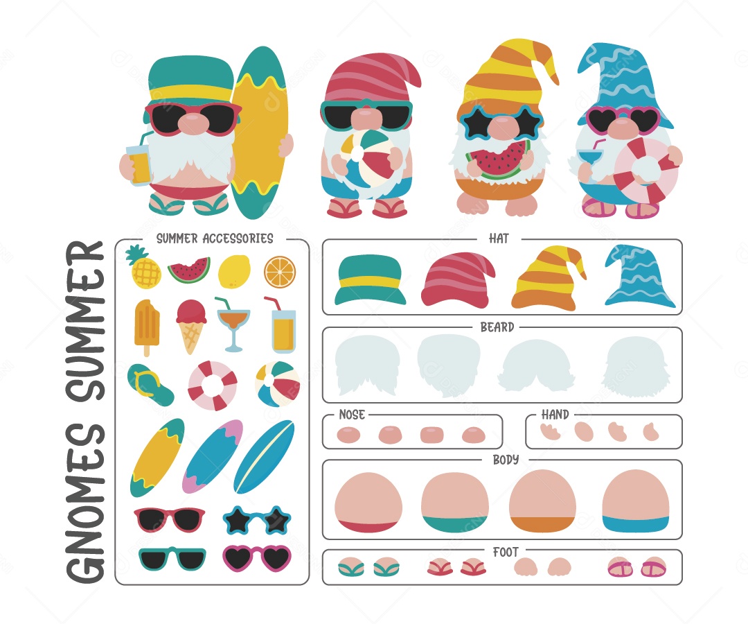 Gnomos de Verão Ilustração Vetor EPS